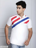 Fastside Door 74 Mens Stripe Print White Color Regular Polo Tshirt
