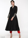Sassafras Black Anarkali Kurta with Gota Lace on Cuff