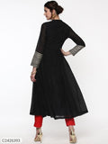 Sassafras Black Anarkali Kurta with Gota Lace on Cuff