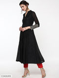 Sassafras Black Anarkali Kurta with Gota Lace on Cuff