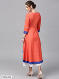Sassafras Coral Polka Printed High Low Kurta (Code: C2426483)