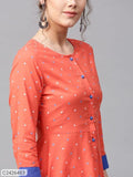 Sassafras Coral Polka Printed High Low Kurta (Code: C2426483)