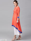 Sassafras Coral Polka Printed High Low Kurta (Code: C2426483)