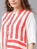 Sassafras Red Stripes Dip Hem Kurta (Code: C2426725)