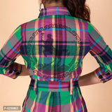 Womens Jumpsuit Having Shirt Collar, Placket With Button and 3/4 Sleeve With Roll Ups
