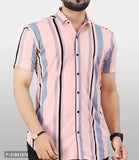 Classic Spandex Striped Casual Shirts for Men's