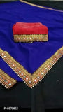Georgette Mirror Lace Border Sarees with Blouse Piece