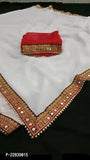 Georgette Mirror Lace Border Sarees with Blouse Piece