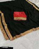 Georgette Mirror Lace Border Sarees with Blouse Piece