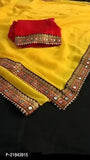 Georgette Mirror Lace Border Sarees with Blouse Piece
