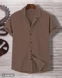 Men Regular Fit Self Design Lapel Collar Popcorn Shirt