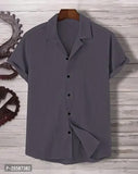 Men Regular Fit Self Design Lapel Collar Popcorn Shirt