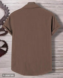 Men Regular Fit Self Design Lapel Collar Popcorn Shirt
