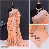 Stylish Chanderi Cotton Embroidery Work Sarees with Blouse Piece