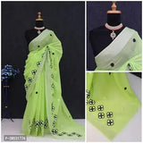 Stylish Chanderi Cotton Embroidery Work Sarees with Blouse Piece