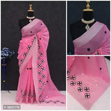 Stylish Chanderi Cotton Embroidery Work Sarees with Blouse Piece