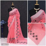 Stylish Chanderi Cotton Embroidery Work Sarees with Blouse Piece