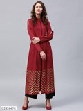 Catalog Name: Sassafras Foil Print Front Slit Black Kurta ⚡⚡ Quantity: Only 2 units available⚡⚡