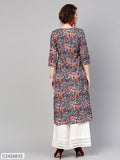 Sassafras Navy Red Floral Mock Shrug Kurta