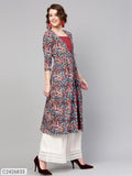 Sassafras Navy Red Floral Mock Shrug Kurta