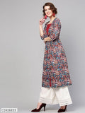 Sassafras Navy Red Floral Mock Shrug Kurta