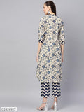 Sassafras Women's Navy Paisley Kurta with Chevron Pant (Code: C2426927)